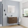 Ceramia 80 cm, meuble de salle de bain assemblé, couleur chêne (-4DW80)