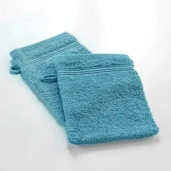 Serviette De Toilette|Douceur D'Intérieur 2 gants de toilette 15 x 21 cm eponge unie tendresse Bleu Paon