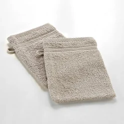 Douceur D'Intérieur 2 gants de toilette 15 x 21 cm eponge unie tendresse Taupe