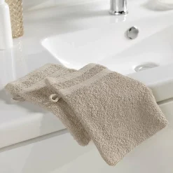 Douceur D'Intérieur 2 gants de toilette 15 x 21 cm eponge unie tendresse Taupe
