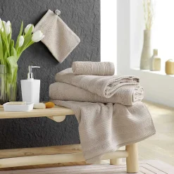 Douceur D'Intérieur 2 gants de toilette 15 x 21 cm eponge unie tendresse Taupe