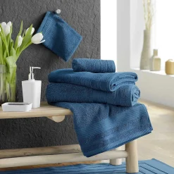 Douceur D'Intérieur 2 gants de toilette 15 x 21 cm eponge unie tendresse Saphir