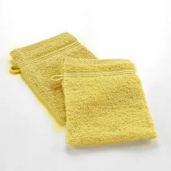 Douceur D'Intérieur 2 gants de toilette 15 x 21 cm eponge unie tendresse Mimosa