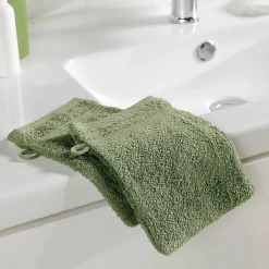 Serviette De Toilette|Douceur D'Intérieur 2 gants de toilette 15 x 21 cm eponge unie tendresse Fougere