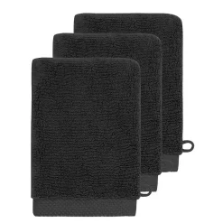 Sensei Maison 3 gants de toilette Zéro Twist 560 g/m² Noir 16x22 cm SENSOFT