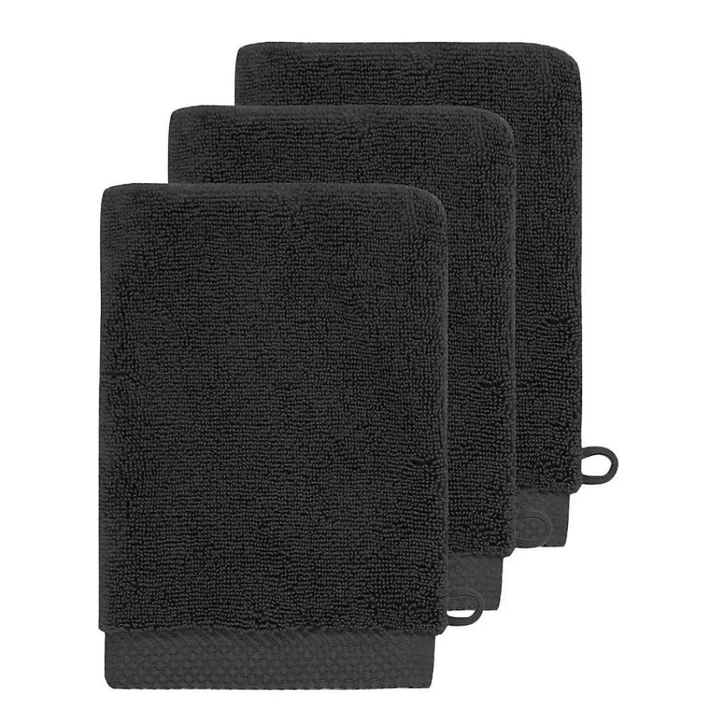 Sensei Maison 3 gants de toilette Zéro Twist 560 g/m² Noir 16x22 cm SENSOFT