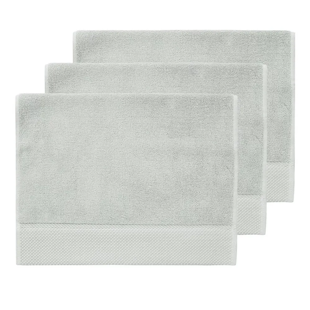 Serviette De Toilette|Sensei Maison 3 grandes serviettes invité Zéro Twist 560 g/m² Gris Perle 40x60 cm SENSOFT