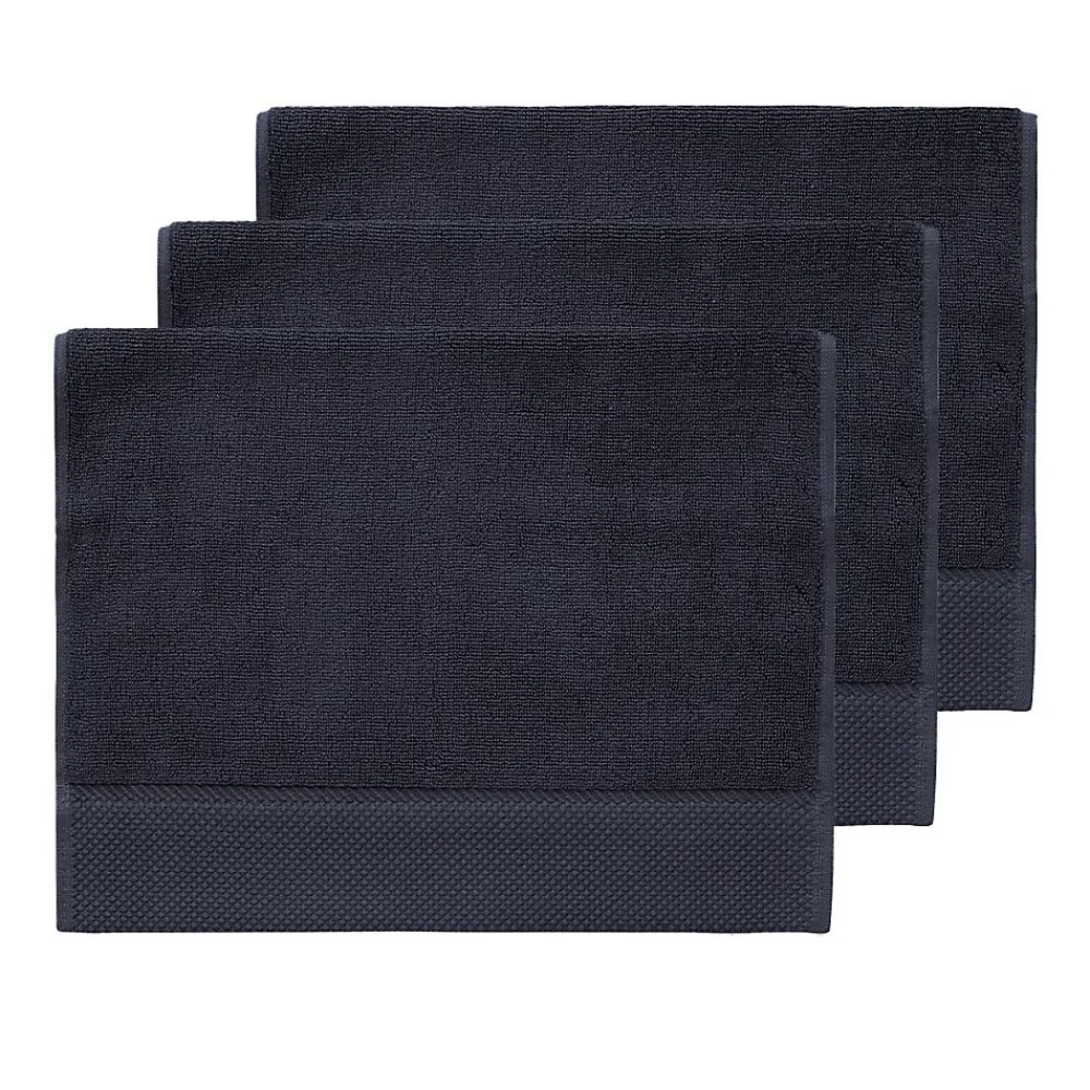 Sensei Maison 3 grandes serviettes invité Zéro Twist 560 g/m² Bleu Nuit 40x60 cm SENSOFT