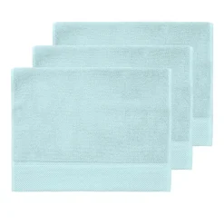 Serviette De Toilette|Sensei Maison 3 grandes serviettes invité Zéro Twist 560 g/m² Bleu Arctic 40x60 cm SENSOFT