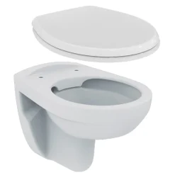 Wc Suspendu|Porcher / Ideal Standard Pack WC suspendu sans bride + abattant Eurovit (Rimless)