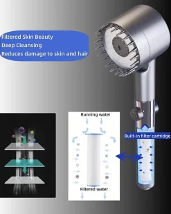 Pommeau De Douche, Flexible Et Barre De Douche|Deko 3 modes réglables, pommeau de douche massant anticalcaire avec fonction d'arrêt, pommeau de douche d'hydrothérapie