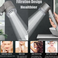 Pommeau De Douche, Flexible Et Barre De Douche|Deko 3 modes réglables, pommeau de douche massant anticalcaire avec fonction d'arrêt, pommeau de douche d'hydrothérapie