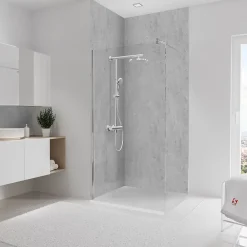 Schulte 2 panneaux muraux de salle de bains l.100x255 cm, décor pierre gris clair Softtouch, DécoDesign