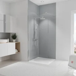 Panneau Mural De Salle De Bains|Schulte 2 panneaux muraux de salle de bains l.90x255 cm, gris argenté, DécoDesign