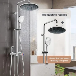 Deko 1 pièce 24.5cm en plastique rond précipitation alimentée salle de douche haut douche toit buse cabine accessoires
