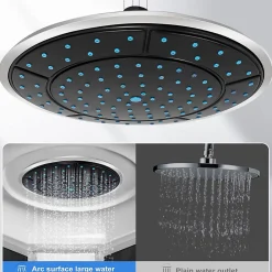 Deko 1 pièce 24.5cm en plastique rond précipitation alimentée salle de douche haut douche toit buse cabine accessoires