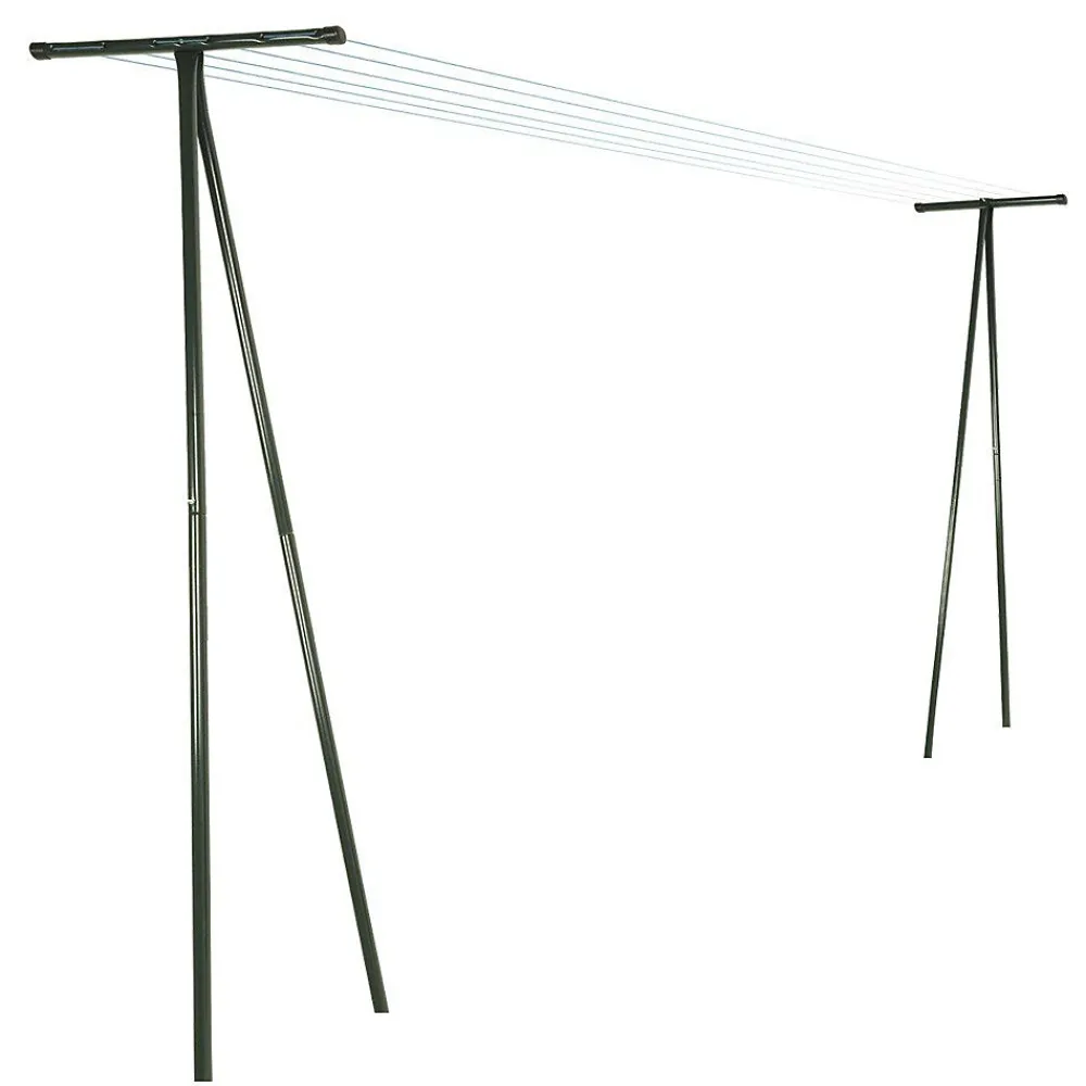 Facility'S 2 poteaux étendage extérieur vert 210 x 58 cm acier laqué anticorrosion, jusqu'à 7 fils