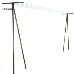 Facility'S 2 poteaux étendage extérieur vert 210 x 58 cm acier laqué anticorrosion, jusqu'à 7 fils