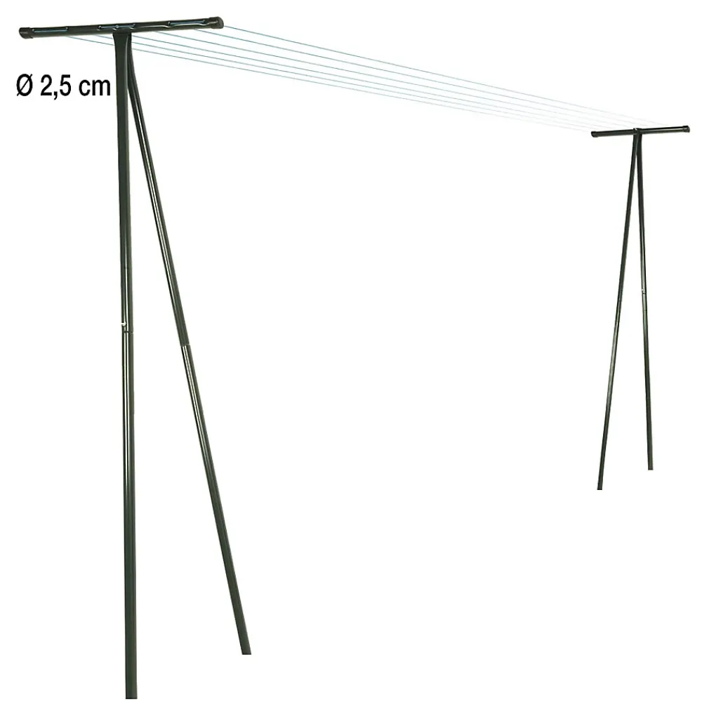 Facility'S 2 poteaux étendage extérieur vert 210 x 58 cm acier laqué anticorrosion, jusqu'à 7 fils