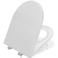 Anycée Max Abattant de WC avec Système d'abaissement Automatique et Bouton-poussoir Mono-touche, en Forme de D, ANYCEE MAX Abattant WC