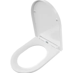Anycée Max Abattant de WC avec Système d'abaissement Automatique et Bouton-poussoir Mono-touche, en Forme de D, ANYCEE MAX Abattant WC