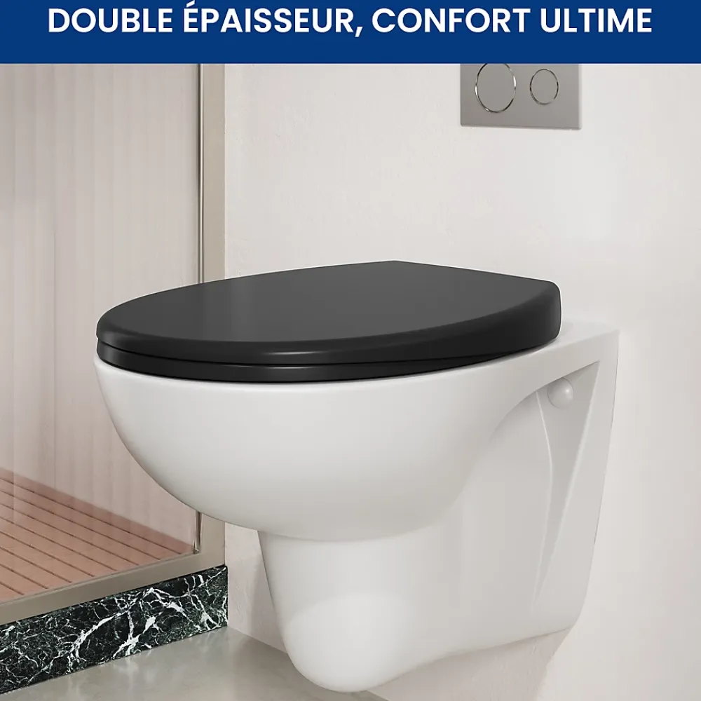 Cecipa Max Abattant de WC avec Système d'abaissement Automatique et Bouton-poussoir Mono-touche, en Forme de O, Abattant WC