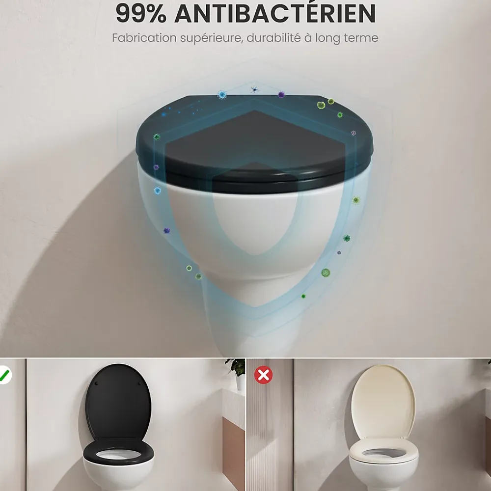Cecipa Max Abattant de WC avec Système d'abaissement Automatique et Bouton-poussoir Mono-touche, en Forme de O, Abattant WC