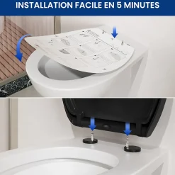 Cecipa Max Abattant de WC avec Système d'abaissement Automatique et Bouton-poussoir Mono-touche, en Forme de O, Abattant WC