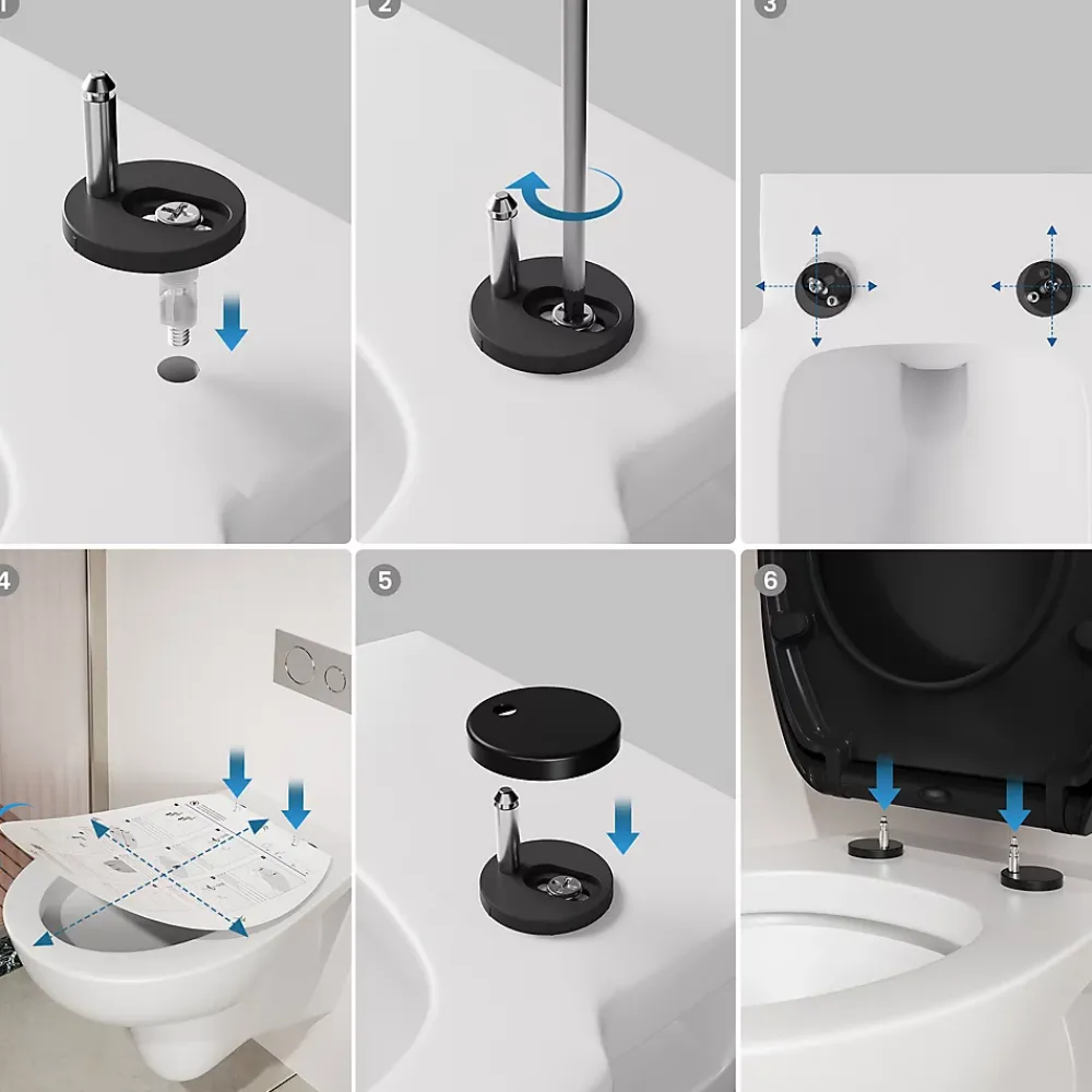 Cecipa Max Abattant de WC avec Système d'abaissement Automatique et Bouton-poussoir Mono-touche, en Forme de O, Abattant WC
