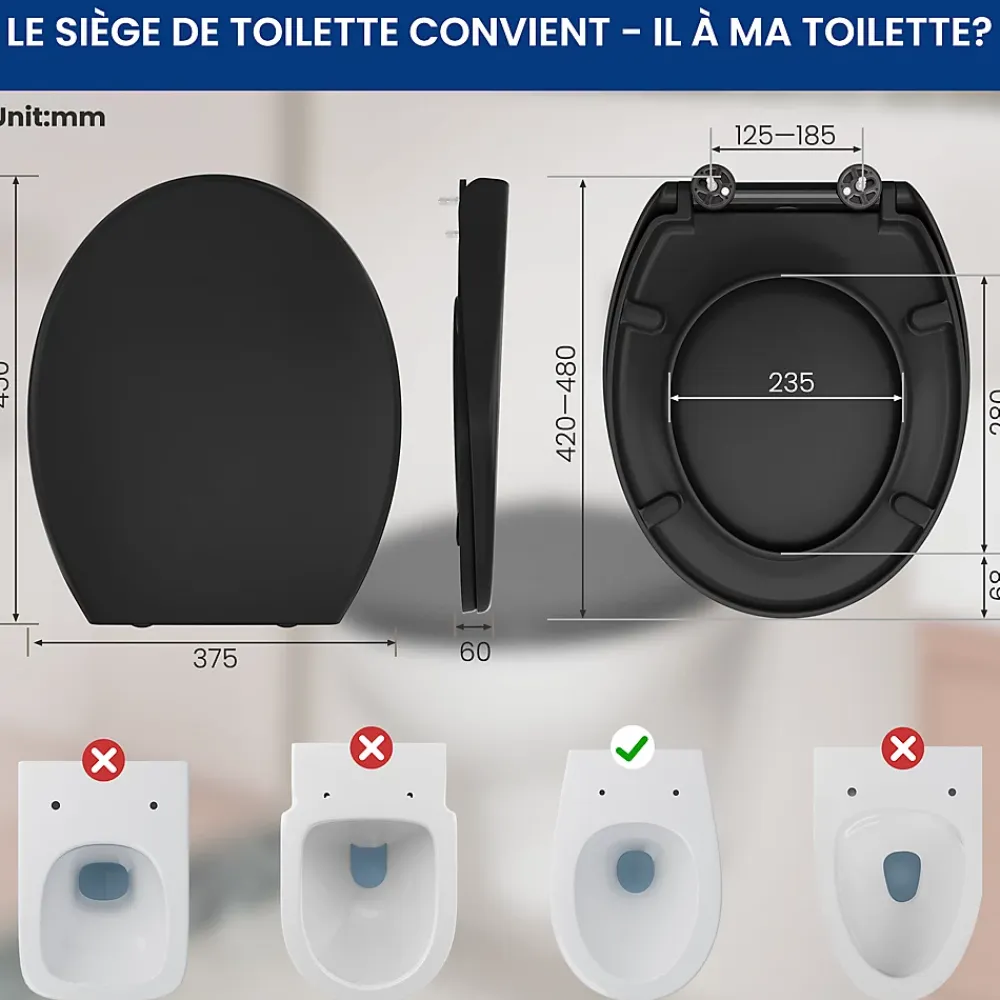 Cecipa Max Abattant de WC avec Système d'abaissement Automatique et Bouton-poussoir Mono-touche, en Forme de O, Abattant WC