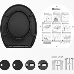 Cecipa Max Abattant de WC avec Système d'abaissement Automatique et Bouton-poussoir Mono-touche, en Forme de O, Abattant WC
