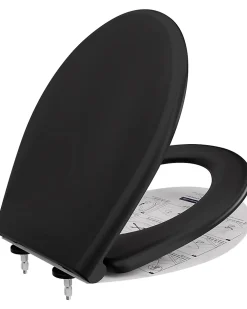 Anycée Max Abattant de WC avec Système d'abaissement Automatique, ANYCEE MAX Couvercle de Toilette en Duroplast, en Forme O, Noir