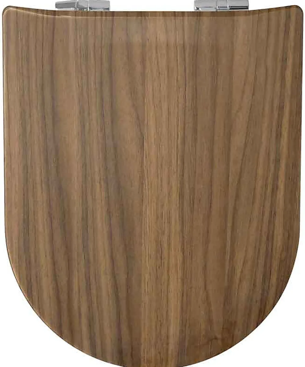 Abattant Wc|Olfa Abattant Double Descente Assistée "Bois de Noyer" (47x36.5 cm - Marron Clair)
