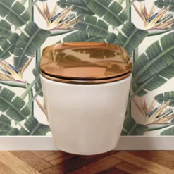 Olfa Abattant wood slim à descente assistée - Effet métal (47.5x36.5 cm - Cuivre)
