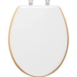 5Five Abattant WC à fermeture silencieuse blanc et aspect bois, Modern