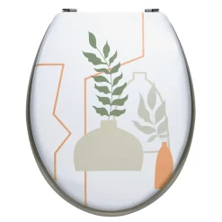 MSV Abattant WC à motif style bohème abstrait, vert et terracotta, Kenzi