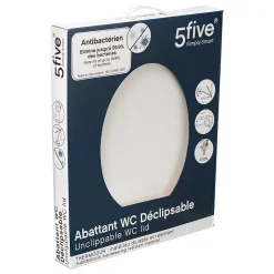 5Five Abattant WC antibactérien blanc à clipser avec frein de chute