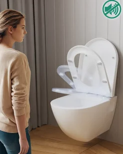 Abattant Wc|Anycée Max Abattant WC avec Système d'abaissement Automatique en Duroplast, ANYCEE MAX Couvercle de Toilette, en Forme de D