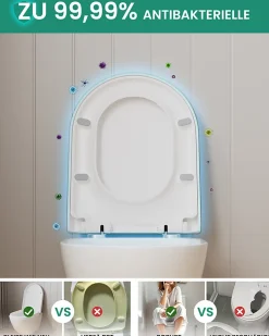 Abattant Wc|Anycée Max Abattant WC avec Système d'abaissement Automatique en Duroplast, ANYCEE MAX Couvercle de Toilette, en Forme de D