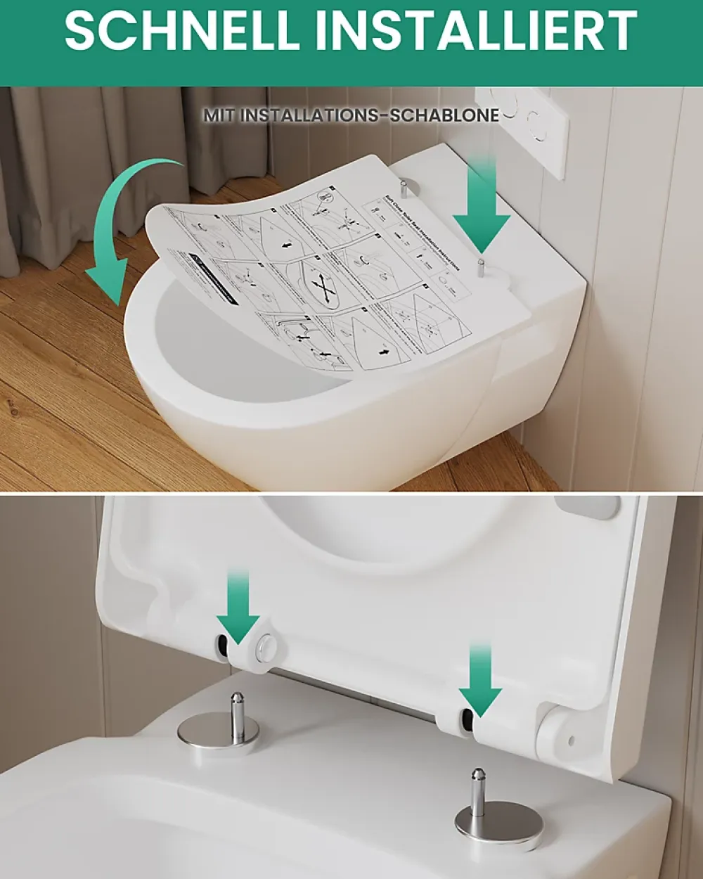 Abattant Wc|Anycée Max Abattant WC avec Système d'abaissement Automatique en Duroplast, ANYCEE MAX Couvercle de Toilette, en Forme de D