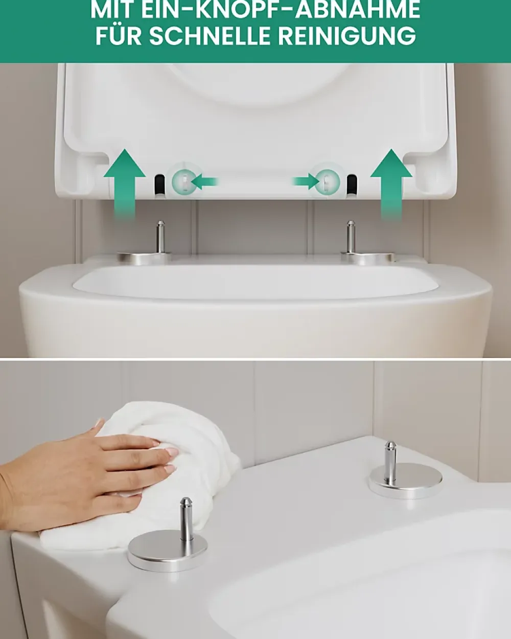 Abattant Wc|Anycée Max Abattant WC avec Système d'abaissement Automatique en Duroplast, ANYCEE MAX Couvercle de Toilette, en Forme de D