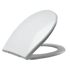 Planète Bain Abattant WC blanc de forme ovale en duroplast antibactérien avec fermeture ralentie, réglable et déclipsable - Melodi