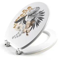 Douceur D'Intérieur Abattant wc charnieres metal 37.5 x 46 cm mdf imprime kelly Blanc