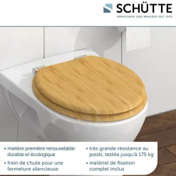 Abattant Wc|Schütte Abattant WC en Bambou massif BAMBOO avec frein de chute