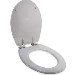 Abattant Wc|Autres Abattant wc en bois compresse HDF uni taupe Charnieres plastique Siege de toilette universel