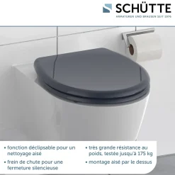 Abattant Wc|Schütte Abattant WC en duroplast ANTHRAZIT avec frein de chute Anthracite