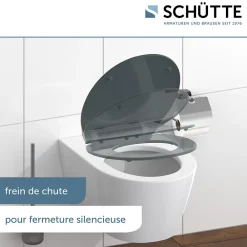 Abattant Wc|Schütte Abattant WC extra fin en duroplast SLIM avec frein de chute Anthracite