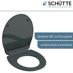 Abattant Wc|Schütte Abattant WC extra fin en duroplast SLIM avec frein de chute Anthracite