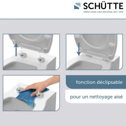 Schütte Abattant WC extra fin en duroplast SLIM avec frein de chute Blanc