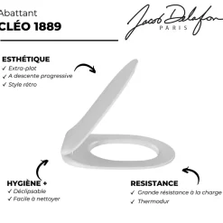 Jacob Delafon Abattant WC extra-plat Cléo 1889 à descente progressive et déclipsable blanc